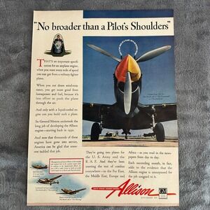 1942 Allison Aircraft Engine WWII‎ Fighter Plane Aviation Warbird Print Ad